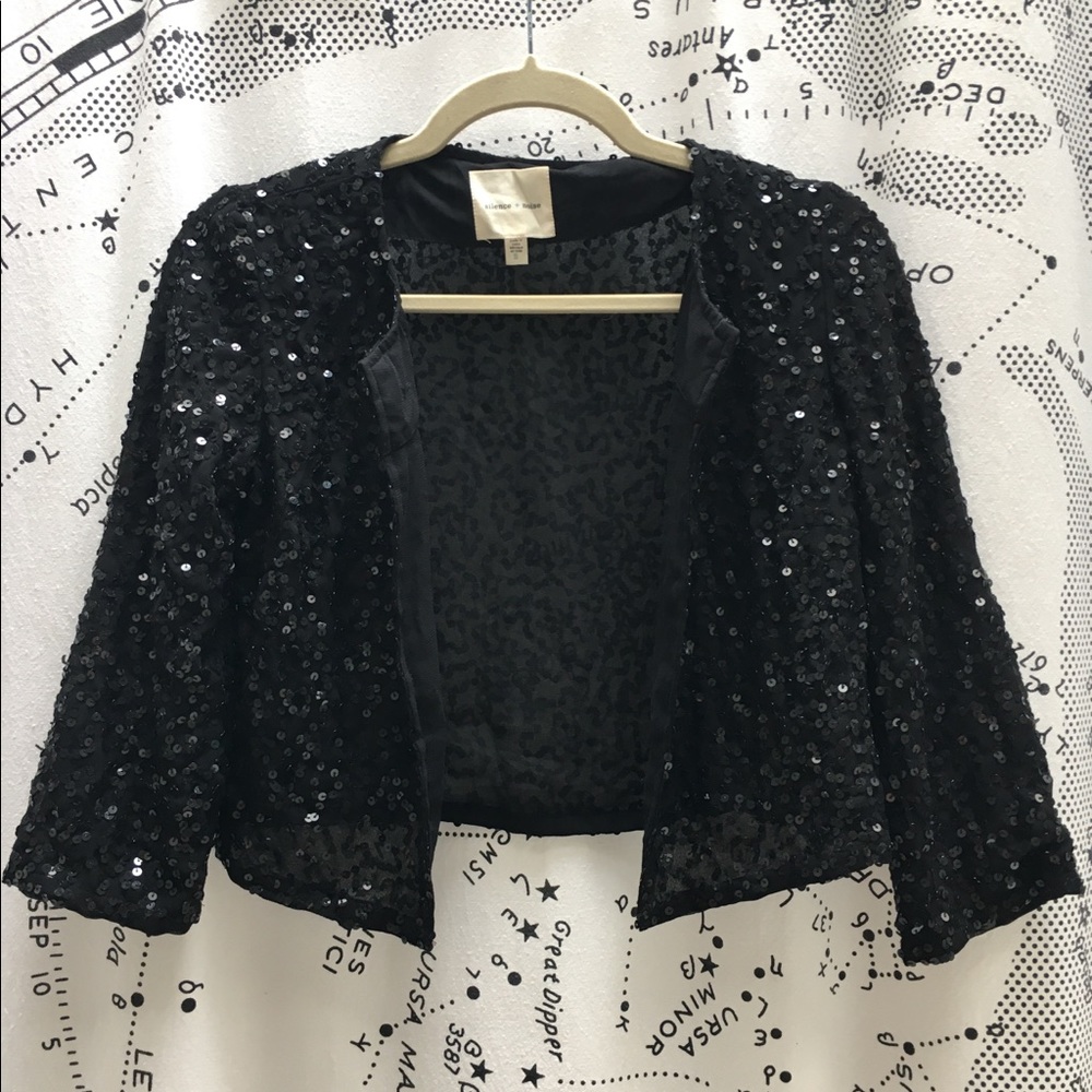 Silence + noise black sequined jacket size small